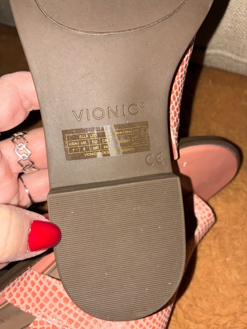Vionic Ella lizard print Women's Rose Slingback Textured Sandals - Picture 8 of 11